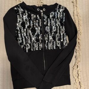 PINK Victoria's Secret Black Sweater with Silver Sequins